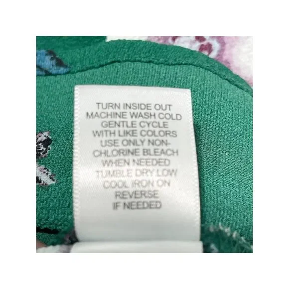 Live To Be Spoiled Floral Print Long Bell Sleeve Blouse Keyhole Back Green Large - Picture 9 of 14